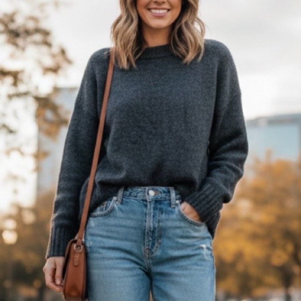 J Crew Wool Blend Sweater M Gray